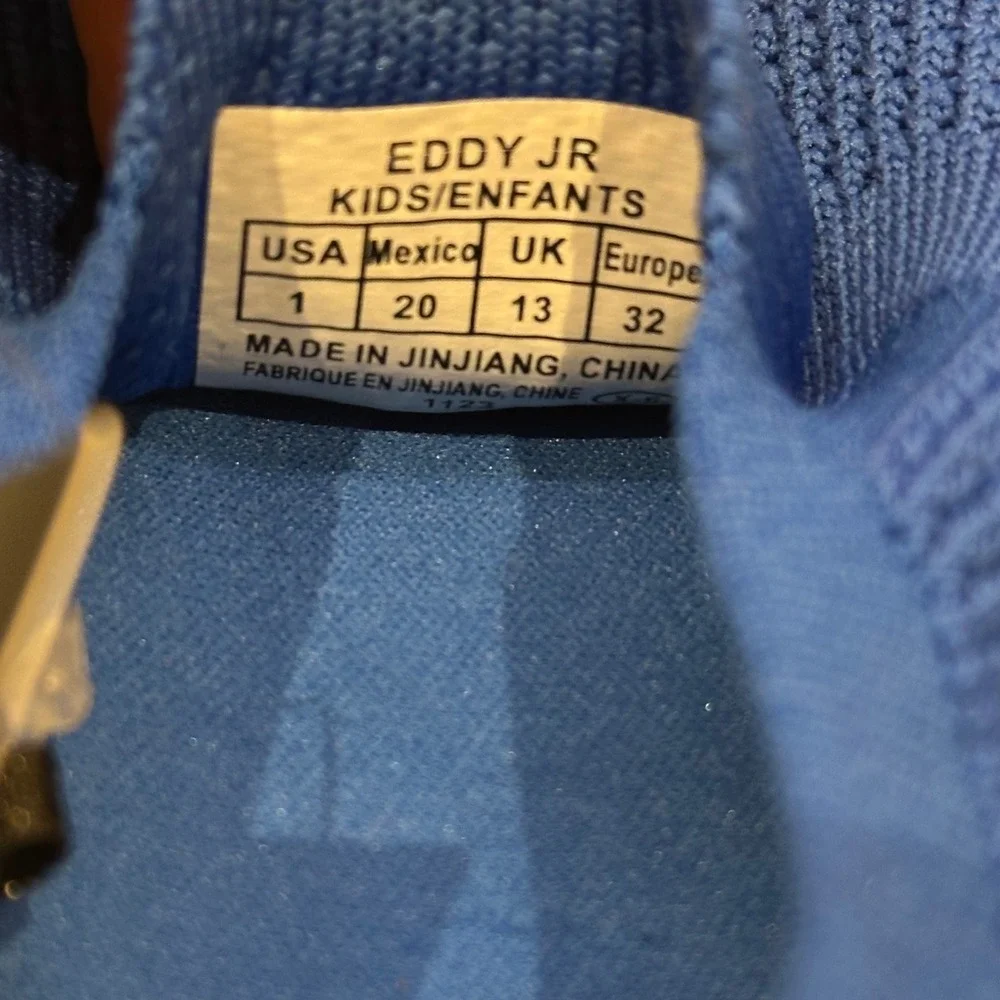 NoSoX Eddy‎ Jr Kids Slip On Sneakers Blue Mesh Lightweight Memory Foam Size 1